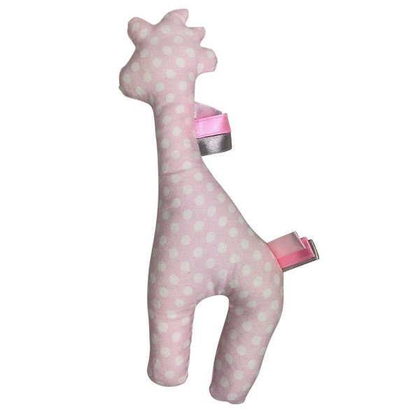 Flat Giraffe Rattle - Pink - 20cm